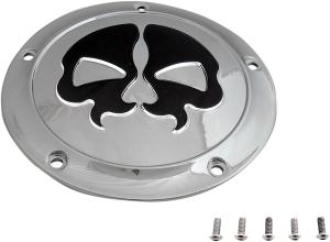 Split Skull Derby Cover Black, Chrome, 2, nordicamoto.ro