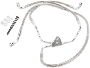 Extended Length Stainless Steel Brake Line Kit Silver, Clear-coated