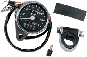 2.4(r) Mini Mechanical Speedometer With Led Indicators Black, 1, nordicamoto.ro