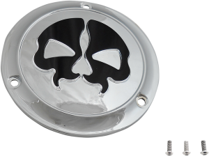 Split Skull Derby Cover Black, Chrome