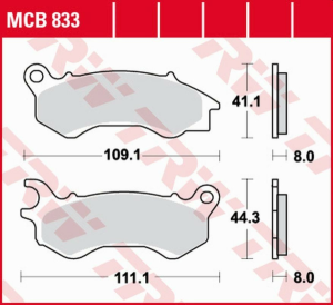 TRW Organic első fékbetétek a következő modellekhez: HONDA NSC 50/110 (2012-től) – / PCX 125/150 (2010-től) – / KYMCO PEOPLE 125 (2016-tól) – / PEUGEOT DJANGO 50/125/150 (2014-től) –, nordicamoto.ro