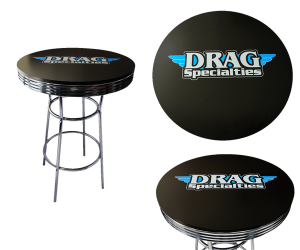 Round Pub Table Black, Blue, White, Chrome Plated