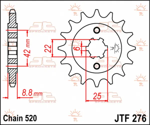 JT SPROCKETS Első lánckerék, természetes színű, 2, nordicamoto.ro