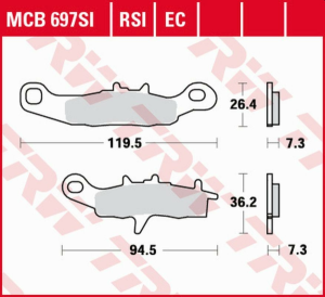 TRW szinterezett első fékbetétek az OFFROAD KAWASAKI KX 80/85 '97– / KX 100 '97–'09 / KLR 250 '99–'12 / SUZUKI RM 85 '05– modellekhez, nordicamoto.ro