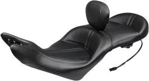 Heated One-piece 2-up Touring Seat With Driver Backrest Black, 1, nordicamoto.ro
