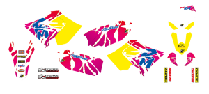 Graphic Kit Retro With Seat Cover Yellow, White, Blue, Pink, 1, nordicamoto.ro