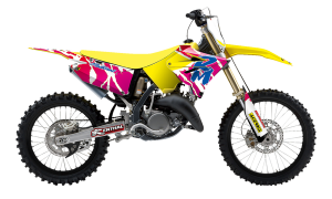 Graphic Kit Retro With Seat Cover Yellow, White, Blue, Pink, 3, nordicamoto.ro