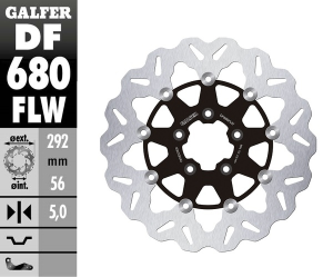 Brake Rotor Floating Flame Black, Silver