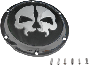 Split Skull Derby Cover Black, Chrome, 1, nordicamoto.ro