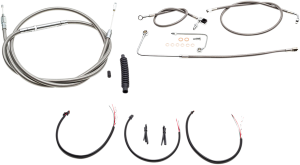 Complete Stainless Braided Handlebar Cable/brake Line Kit Silver