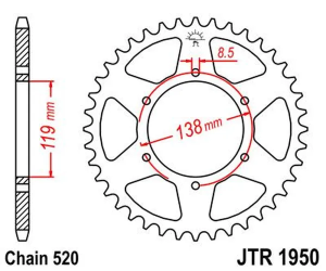 JT SPROCKETS hátsó lánckerék, természetes színű, 2, nordicamoto.ro
