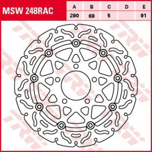 Disc frana fata TRW SUZUKI GSF 650 '05 -'06/SV 650 '03 -'10/GSX 750F '03 -'06/VZ 1500 INTRUDER '09 -'13/VLR 1800 INTRUDER '08 -'13, 1, nordicamoto.ro