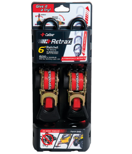 Caliber Retrax 6' rögzítőhevederek készlet automatikus visszahúzási rendszerrel, 2 db., nordicamoto.ro