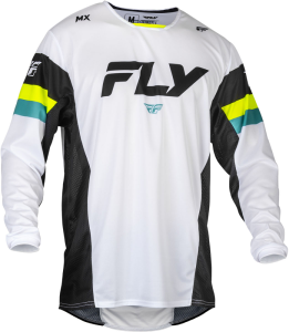 MX Fly Kinetic 535 póló – Fehér/Fekete/Fluo sárga, nordicamoto.ro