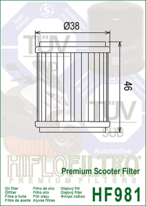 YAMAHA YP125 R olajszűrő, Hiflofiltro HF981, 1, nordicamoto.ro