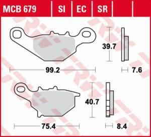 TRW szinterezett első fékbetétek az OFFROAD KAWASAKI KLX 125 '03–'06/KMX 125 '99–'03/SUZUKI TR 50 '97–'00/UG 110 '98–'02/ AN 125 '95–'00/DR-Z 125 '04–'12/UC 125 EPICURO '99–'02 modellekhez, nordicamoto.ro