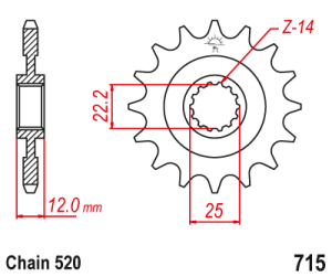 Enduro Expert Gas Gas EC 200–450 '99–'19 / Rieju MR200–300 '21–'23 első lánckerék (13 fog)