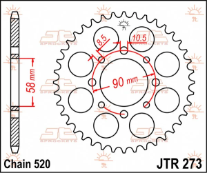 JT SPROCKETS hátsó lánckerék, természetes színű, 1, nordicamoto.ro