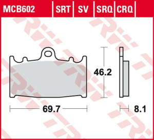 TRW szinterezett első fékbetétek közúti és pályahasználatra – HUSABERG FS 450 '03–'05/ FS 650 '01–'05/KAWASAKI ZZR 500 '90–'05/SUZUKI RGV 250 '91–'95/GSX-R 400 '88–'90/GSX-R 750 '00–'03