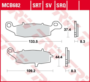 TRW szinterezett első fékbetétek ÚT / PÁLYA KAWASAKI NINJA 400 '11 -/ER-6 '06 -'16/ VN 900 '06 -'17/VN 1500/1600 '00 -'08/VN 1700 '09 - '17, nordicamoto.ro