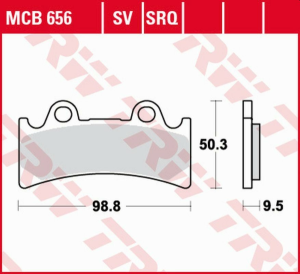 TRW szinterezett első fékbetétek STREET TRIUMPH DAYTONA 900 SUPER III '94–'96 / YAMAHA YZF 750R / SP '93–'98 / FZR 1000 GENESIS '95–'95, nordicamoto.ro