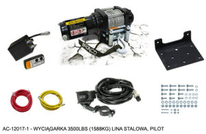3 500 LBS (1 588 KG) teherbírású ATV/UTV csörlő, 5,5 mm × 15,2 m-es acélkötéllel, gyártó: BRONCO, nordicamoto.ro
