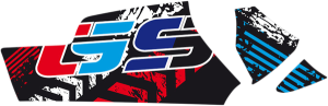 Swing Arm Decals Black, Blue, Red, White 