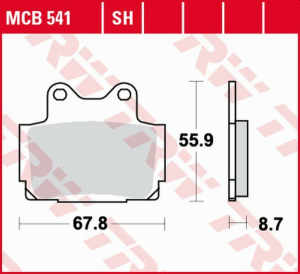 TRW szinterezett hátsó fékbetétek STREET YAMAHA FZR 250 '87–'88 / TZR '85–'92 / FZ 600 '86–'87 / FZS 600 FAZER '98–'03 / XJ 600N / S DIVERSION '92–'03, nordicamoto.ro