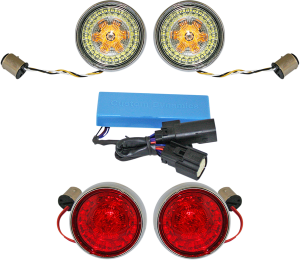 Complete Front & Rear Turn Signal Conversion Kit With Bullet Bezel Lenses Chrome, 1, nordicamoto.ro