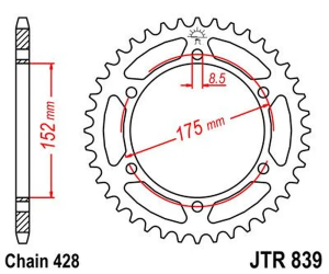 JT SPROCKETS Fekete hátsó lánckerék, 2, nordicamoto.ro