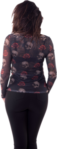 Women's Floating Skulls Sheer Shirt Black XL, 1, nordicamoto.ro