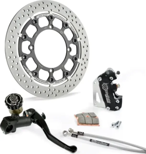 Supermoto versenyfék-készlet, 300 mm, fekete–rozsdamentes acél, nordicamoto.ro