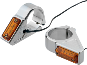 Rectangle Led Fork Mount Turn Signals Chrome, 1, nordicamoto.ro