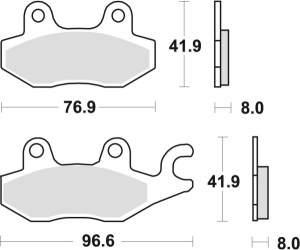 TRW Organic első/hátsó fékbetétek a HONDA NSR 50 '93-as modellhez–'96/CB 125F '14–'16/KAWASAKI EX 250 '07–'17/KLF 300 '89–'07/SUZUKI DR 250 '82–'87/DR 800 '91–'96/YAMAHA XTZ 750 '89–'97