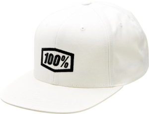 Sapca 100% Icon Snapback kupak, Alb ONE SIZE – az ideális választás azoknak a motorosoknak, akik letisztult, technikai stílust keresnek a motoron és a boxban egyaránt., 1, nordicamoto.ro