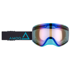 AMOQ Vision Vent motoros szán szemüveg + mágneses lencse: fekete–türkiz – kék tükörlencse