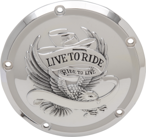 Live To Ride Derby Cover Chrome