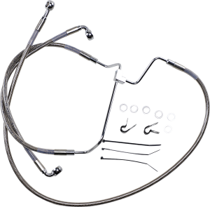 Extended Length Stainless Steel Brake Line Kit Silver, Clear-coated Oversize [+203 mm (8'')], 1, nordicamoto.ro
