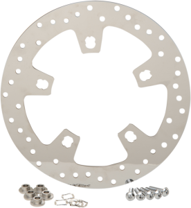 Polished Stainless Steel Drilled Brake Rotor Silver, Polished