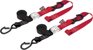 1-1/2(r) Cam-buckle With Safety-latch Hooks And Soft-tye Red