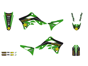 Rockstar Graphic Kits With Seat Cover Black, Green, Yellow