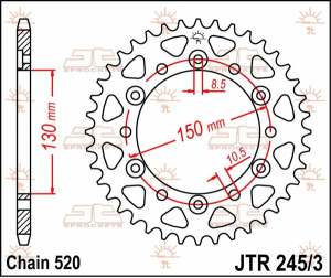 JT SPROCKETS hátsó lánckerék, természetes színű, 2, nordicamoto.ro
