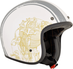 Fx-76 Raceway Vintage Helmet Matte White/gray 2x-large Gray, Matte, White, Yellow