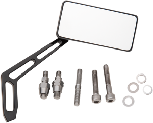 Billet Aluminum Mirrors With Clear Glass Black