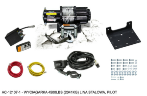 4500 LBS (2041 KG) teherbírású ATV/UTV csörlő, 5,5 mm × 15,2 m-es acélkötéllel, gyártó: BRONCO