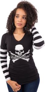 Tee Ls Wm Stripe Bk/wt Md Black M, 1, nordicamoto.ro