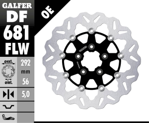 Brake Rotor Floating Flame Black, Silver