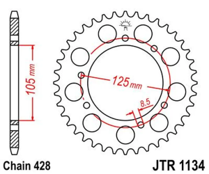 JT SPROCKETS Fekete hátsó lánckerék, 2, nordicamoto.ro