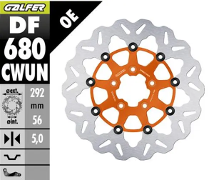 Brake Rotor Floating Wave Orange, Silver, Stainless Steel 
