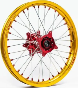 Elite Mx-en kerék, ezüst küllők, arany, piros